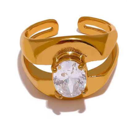 Aurora Ice Wide Geometric CZ Ring