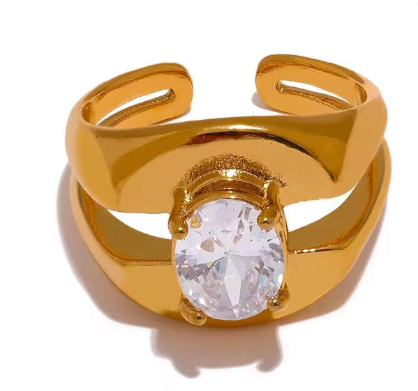 Aurora Ice Wide Geometric CZ Ring