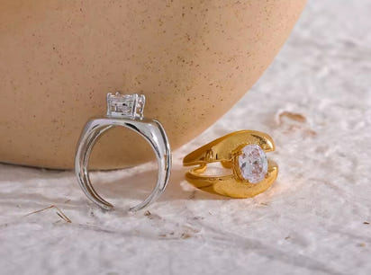 Aurora Ice Wide Geometric CZ Ring