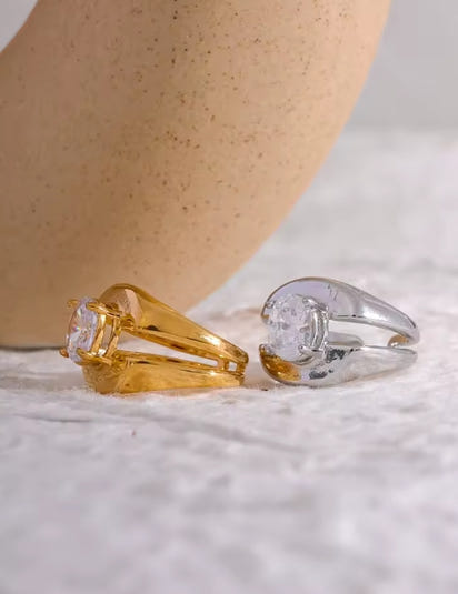 Aurora Ice Wide Geometric CZ Ring