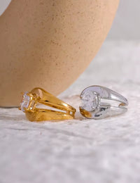 Aurora Ice Wide Geometric CZ Ring