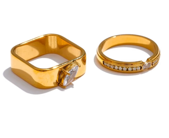 Aurora Ice Round & Square CZ Ring