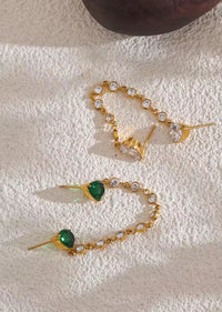 Aurora Ice Green & White CZ Chain Earrings