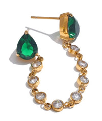 Aurora Ice Green & White CZ Chain Earrings