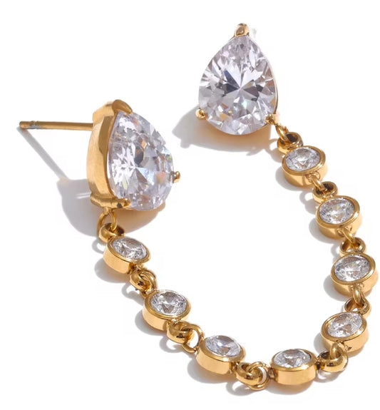 Aurora Ice Green & White CZ Chain Earrings