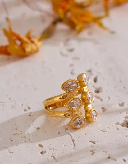 Aurora Ice Water Drop Ring