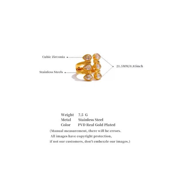 Aurora Ice Water Drop Ring