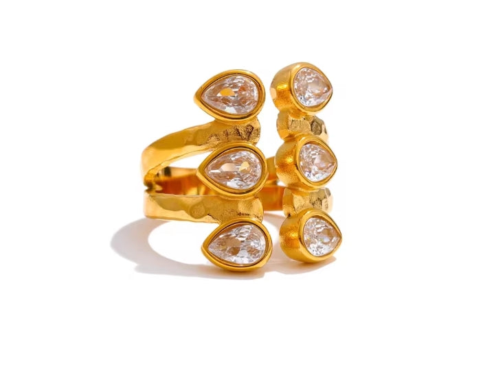 Aurora Ice Water Drop Ring