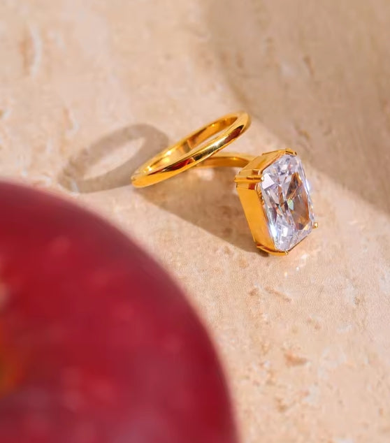 Aurora Ice Rectangle Bling Ring