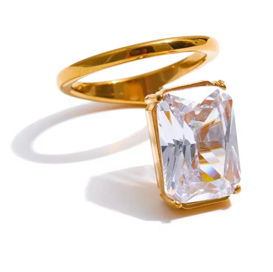 Aurora Ice Rectangle Bling Ring