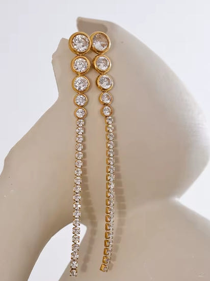 Aurora Ice Long Chain Hanging Earrings