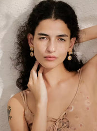 Aurora Ice Square Drop Round Earrings