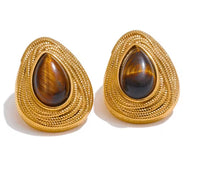 Autumn Aura Water Drop Natural Stone Stud Earrings