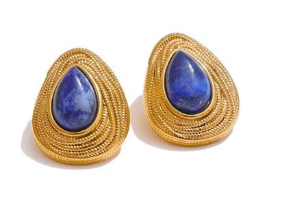 Autumn Aura Water Drop Natural Stone Stud Earrings