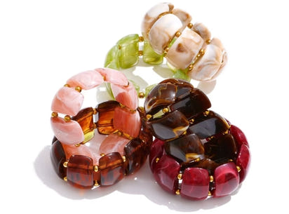 Autumn Aura Multi-Color Resin Wide Statement Bracelet