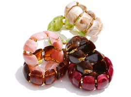 Autumn Aura Multi-Color Resin Wide Statement Bracelet