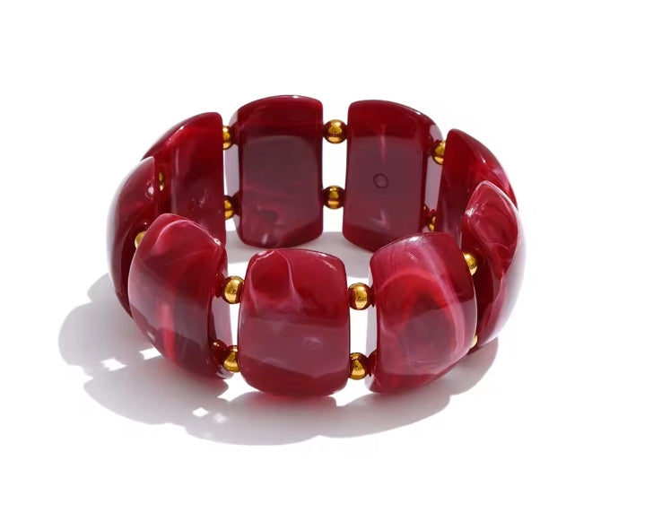 Autumn Aura Multi-Color Resin Wide Statement Bracelet