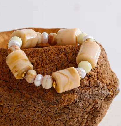 Autumn Aura Resin Pearl Bead Chain Bracelet