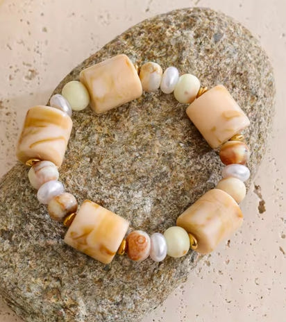 Autumn Aura Resin Pearl Bead Chain Bracelet