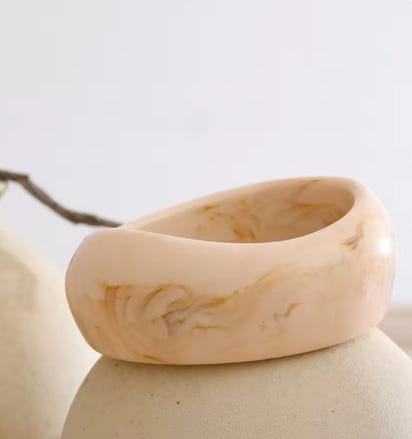 Autumn Aura Beige Resin Chunky Wide Bracelet