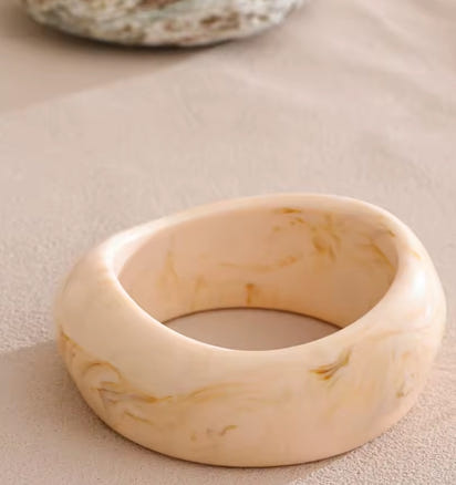 Autumn Aura Beige Resin Chunky Wide Bracelet