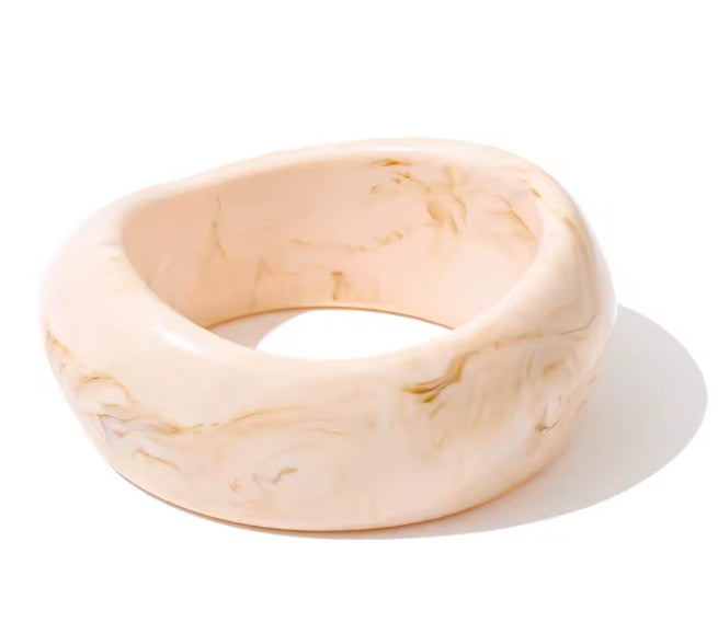 Autumn Aura Beige Resin Chunky Wide Bracelet
