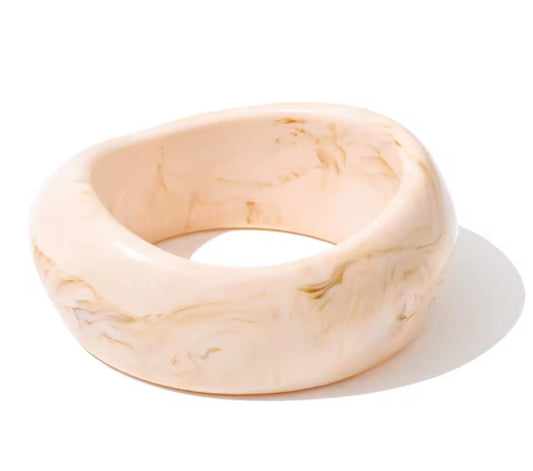 Autumn Aura Beige Resin Chunky Wide Bracelet