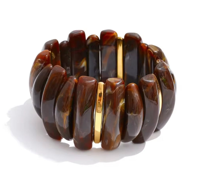 Autumn Aura Wide Acrylic Resin Statement Bracelet