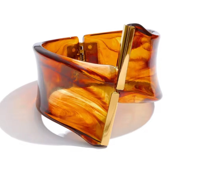 Autumn Aura Multi-Color Acrylic Wide Statement Bracelet