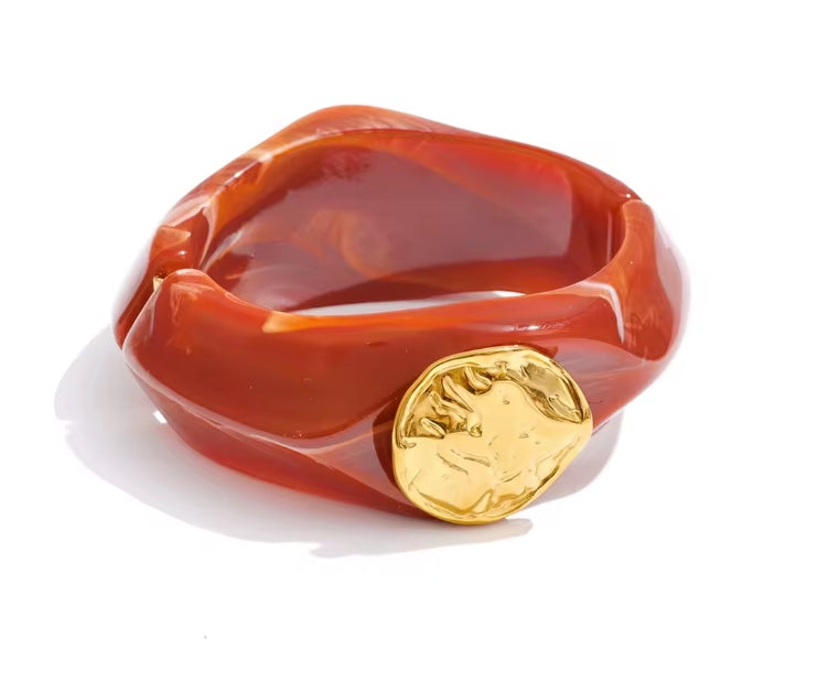 Autumn Aura Multi-Color Resin Wide Bracelet