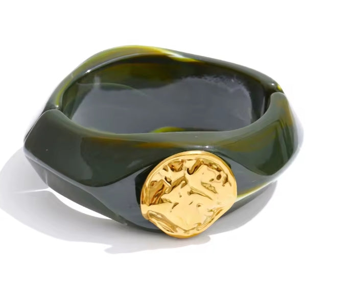 Autumn Aura Multi-Color Resin Wide Bracelet