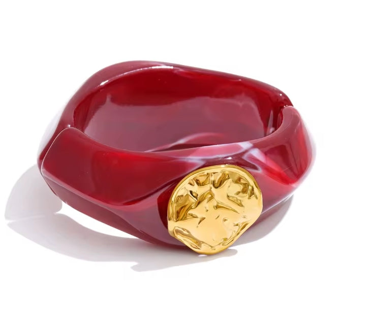 Autumn Aura Multi-Color Resin Wide Bracelet