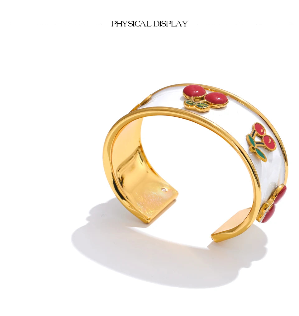 White Cherry Cuff Bracelet