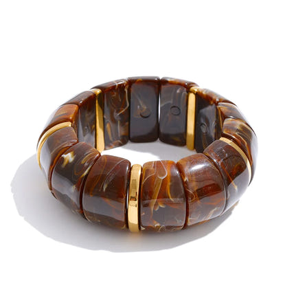 Autumn Aura Elastic Resin Wide Statement Bracelet