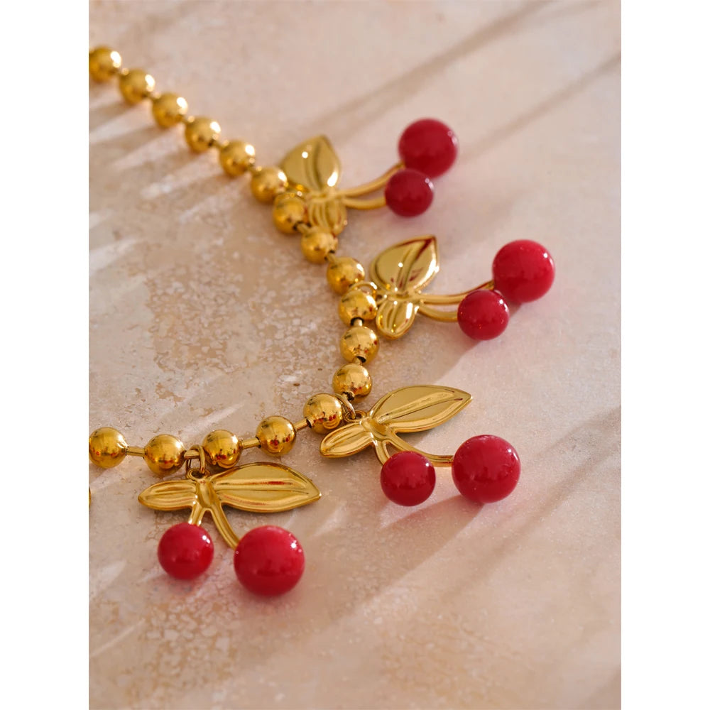 Sweet Cherry Drop Necklace
