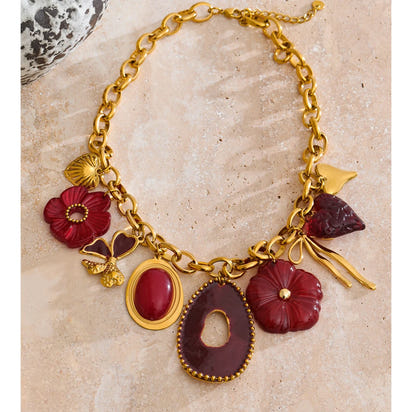 Ruby Blossom Pendant Necklace