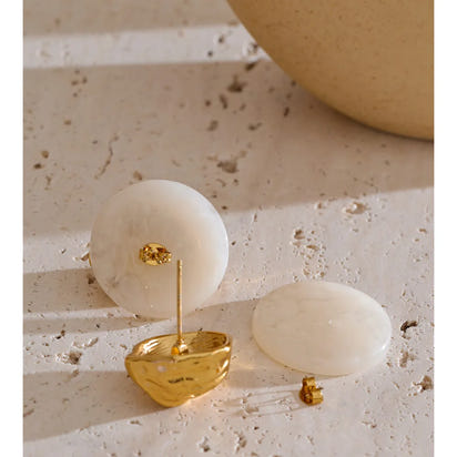 Autumn Aura Detachable Resin Round Geometric Stud Earrings