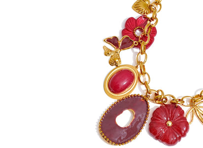 Ruby Blossom Pendant Necklace
