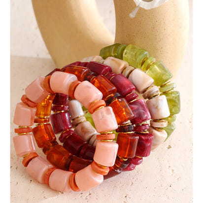 Autumn Aura Multi-Color Resin Bead Chain Bracelet