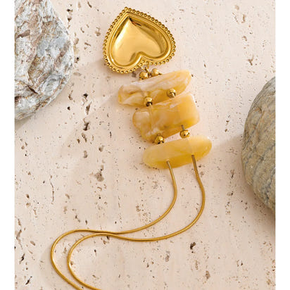 Autumn Aura Resin Rectangle Heart Pendant Necklace