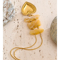 Autumn Aura Resin Rectangle Heart Pendant Necklace