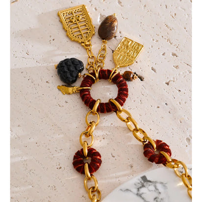 Autumn Aura Resin Heart Geometric Pendant Necklace