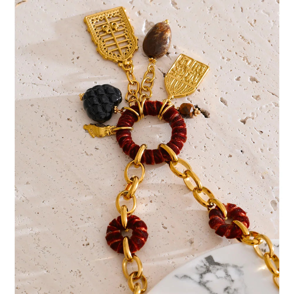 Autumn Aura Resin Heart Geometric Pendant Necklace