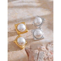 Selina Square Pearl Studs