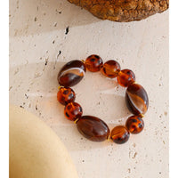 Autumn Aura Amber Resin Round Bead Bracelet