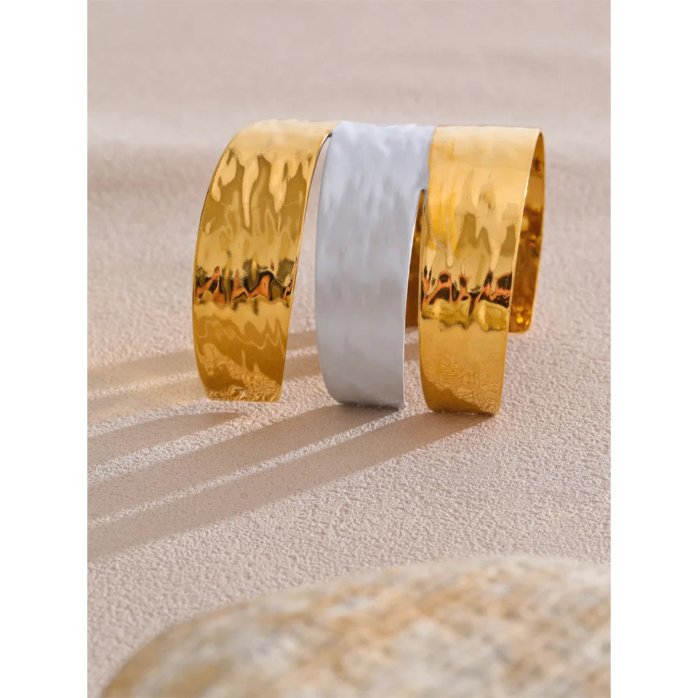 Steeletta Paint-Layer Wide Statement Cuff Bracelet