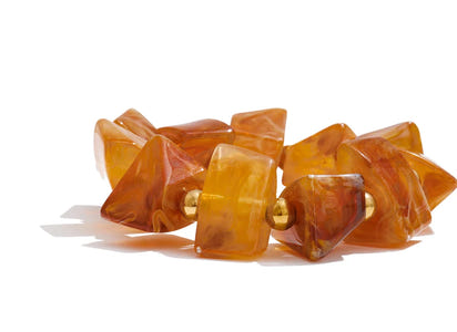 Autumn Aura Amber Resin Geometric Bead Bracelet
