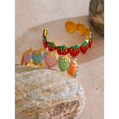Sweet Strawberry Cuff Bracelet
