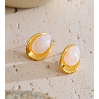Autumn Aura Resin Oval Stud Earrings