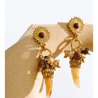 Autumn Aura Vintage Wood & Resin Horn Drop Earrings